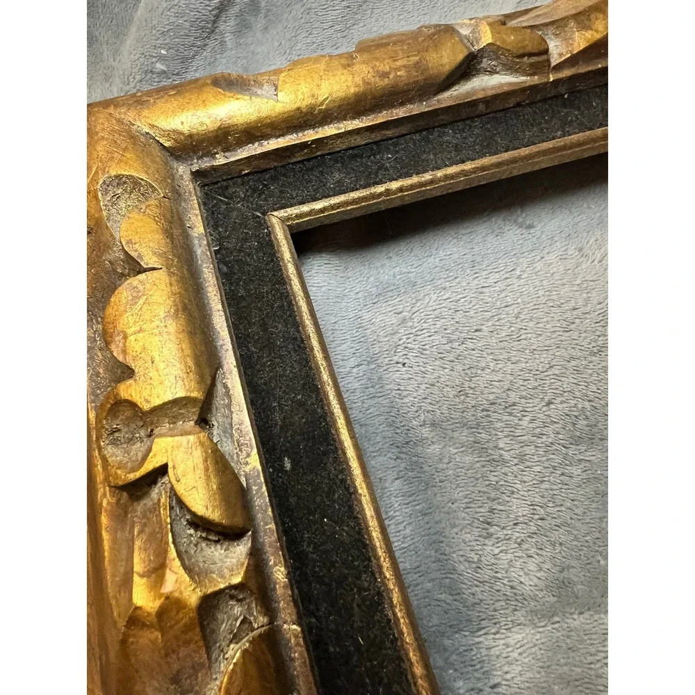 Vintage Mexican Hand Carved Gold Gilt Wood Picture Frame 10x8 Opening Ornate